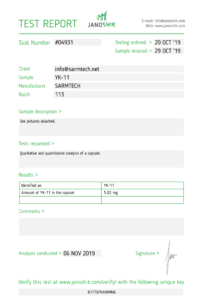 Jano YK11 Myostatin Inhibitor Third Party Lab Test