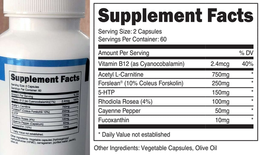 Transparent Labs Fat Burner Stim-Free Ingredients