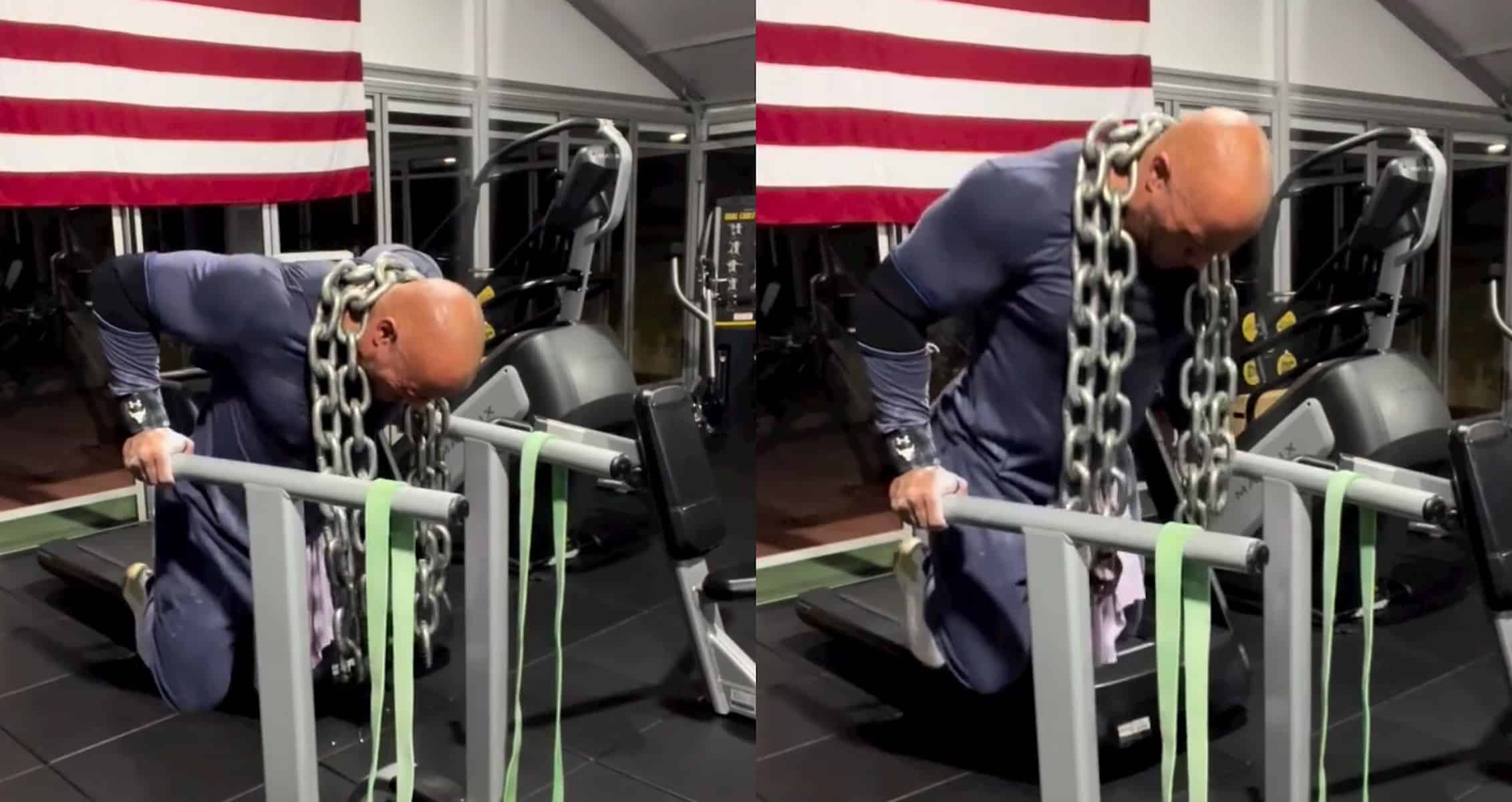 The Rock Showcases Incredible Strength With Weighted Dip Workout