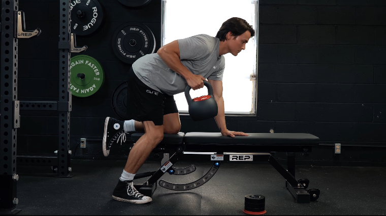 Jake Doing Rows with the REP Fitness Adjustable Kettlebell