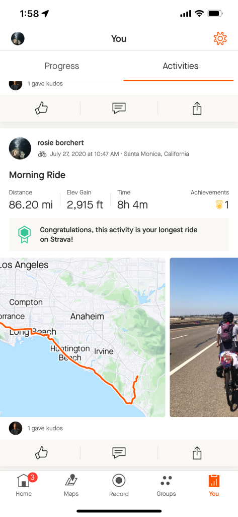 Social posts on Strava.