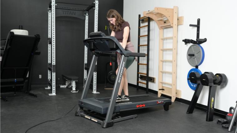 Our tester walking on the Schwinn 810 Treadmill.